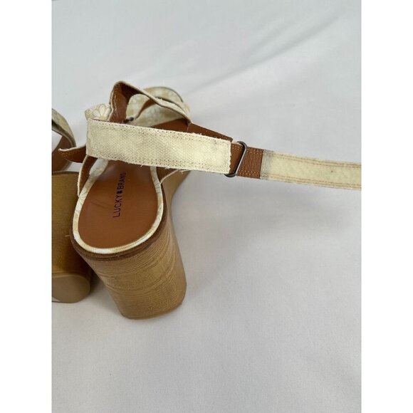 Lucky Brand Demmia Platform Wedge Sandal Size.8.5 Buttered Yellow Floral Canvas - Picture 12 of 15